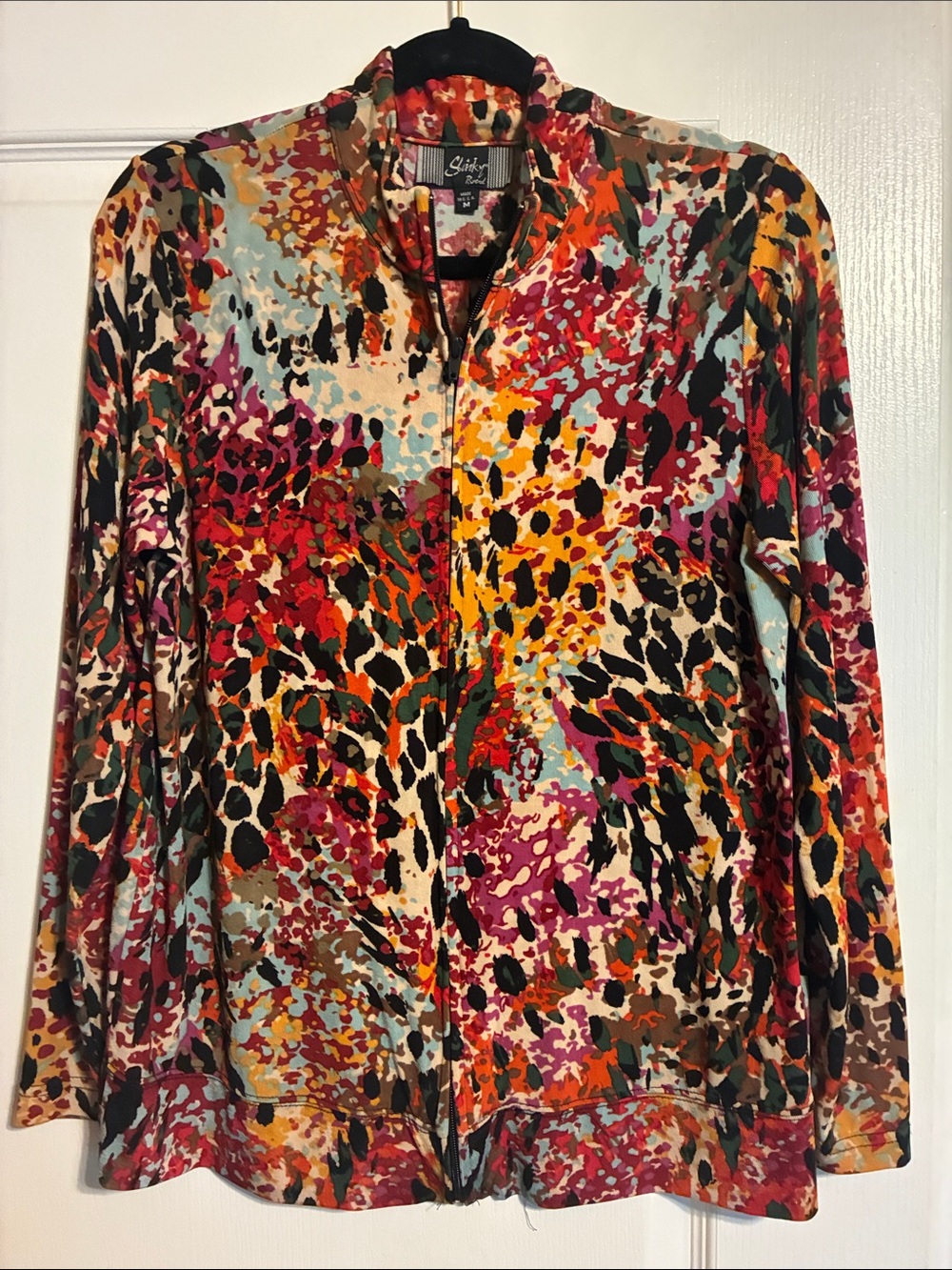 Slinky Brand Multicolor Long-Sleeve Zip Front Top